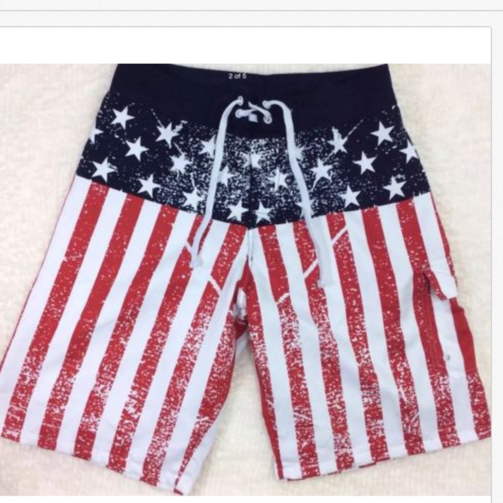 Calhoun Red White Blue American Flag Board Shorts
